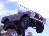 Land Rover on a pole, a tribute to farmers who participated in the Trace Elements trials.